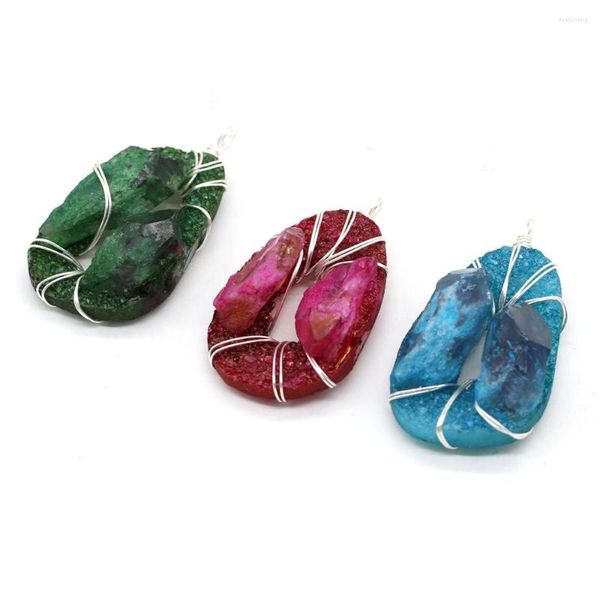 Pendentif Colliers en forme d'oeuf pierres semi-précieuses naturelles pierres de cristal régulières boutique faisant bricolage collier de charme de mode bracelet bijoux