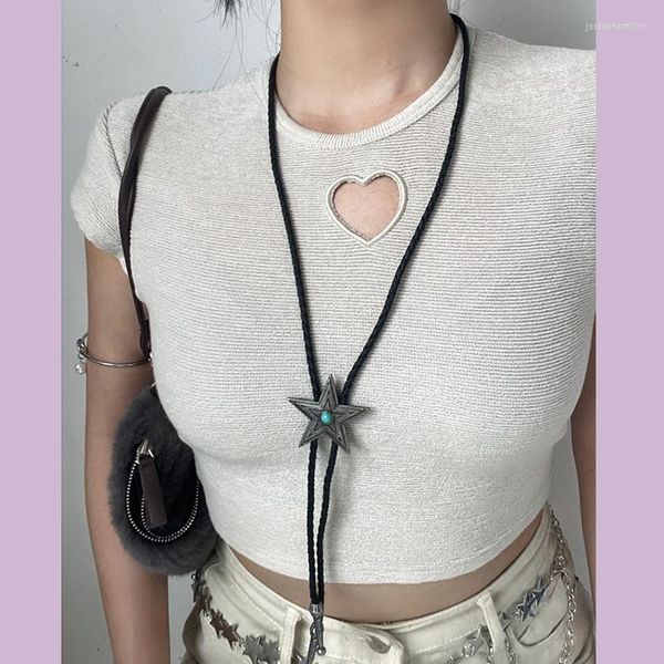 Collares pendientes Egirl estético Denim estrella ajuste cuerda trenzada collar coreano Grunge mujeres Punk joyería cuerpo cintura cadena accesorio