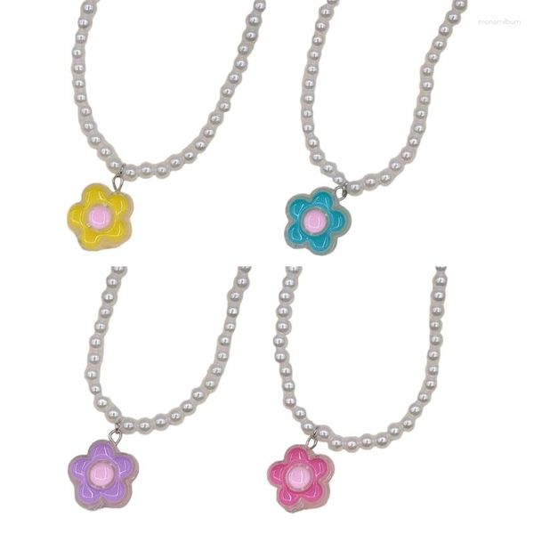 Collares pendientes Egirl joyería Cool collar de flores DIY moda perlas de imitación gargantilla Y2K para mujeres accesorios Punk 634D