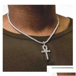 Hanger Kettingen Egyptische Ankh Key Steentjes Crystal Cross Iced Out En Hip Hop Bling Kettingen Heren Sieraden Drop Delivery Pe Dhgard Dhz61