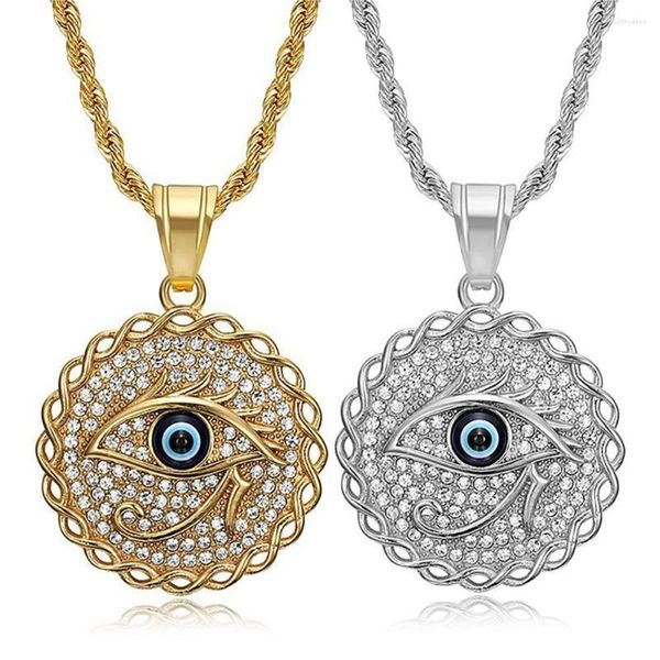 Collares colgantes Ojo egipcio de Horus collar oro plata Color acero inoxidable amuleto redondo para mujeres hombres Egipto joyería regalo