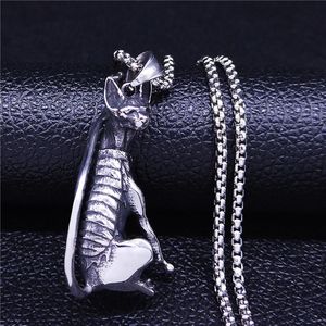 Hangende kettingen Egyptische stijl decoratie hond roestvrijstalen ketting mannen zilveren kleur keten sieraden colgante hombre nzz86S02Pendant