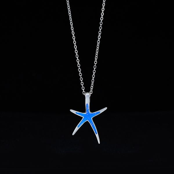 Pendentif Colliers Ekopdee À La Mode Étoile Bleue Pour Femmes Femme Étoile De Mer Mer Collier Océan D'été Plage Bijoux Collier 230517