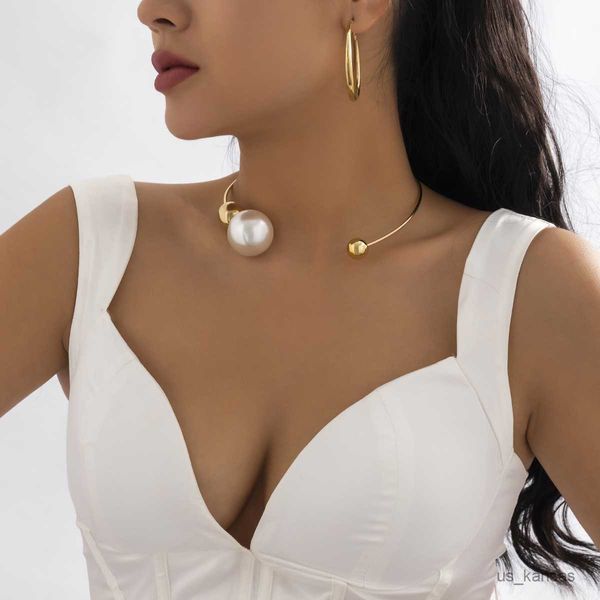 Collares colgantes elegante collar de gargantilla de perlas blancas grandes para mujer cadena colgante de bola joyería de boda Collares nuevo R230728