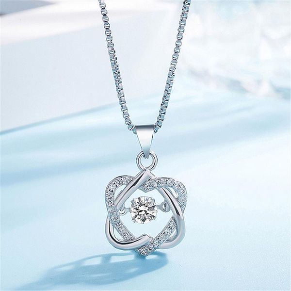 Pendentif Colliers Élégant Créatif Polyvalent Intéressant Collier De Mode Smart En Forme De Coeur Diamant Amour Plaqué Platine Clavicule ChainPend