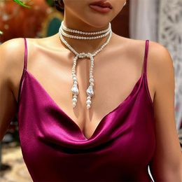 Pendentif Colliers Élégant DIY Imitation Perle Collier Lumière De Luxe Multicouche Irrégulière Baroque Perlé Pour Femmes Bijoux