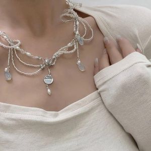 Colliers pendants élégants exquis Circle de gouttes d'eau Perle Crystal Perles Chaînes Tassel Choker Bijoux coréen pour femmes