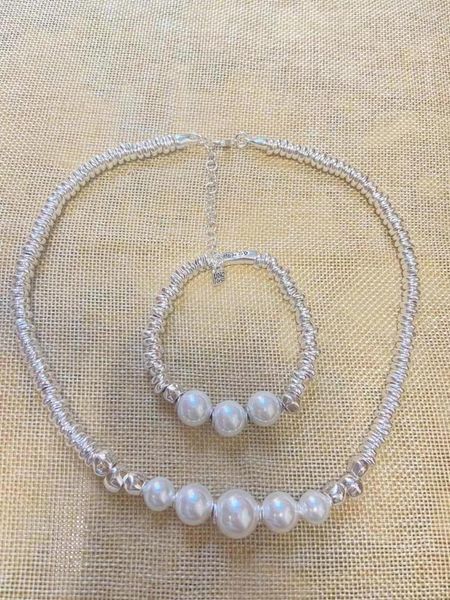 Collares colgantes elegante moda joyería plateada collar de perlas para mujeres accesorios nobles simples fiesta de boda aniversario cumpleaños