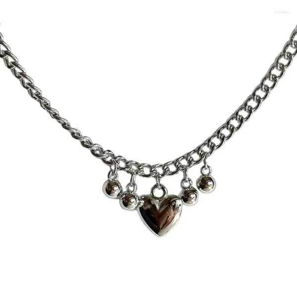 Pendentif Colliers Collier de coeur élégant Collier réglable Chaîne Y2K Collier de perles pour femmes Teen Sweet