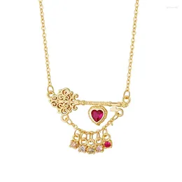 Colliers pendants Elegant Key Heart Collier Fashion Clavicule Chain Chain Statement Choker Bijoux Vintage Collier réglable