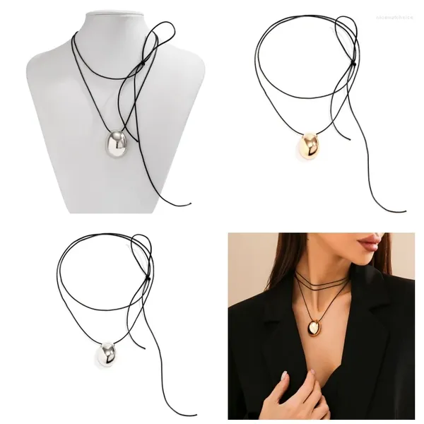 Anhänger Halsketten Elegante Lange Halskette Einstellbare Seil Schlüsselbein Choker Geometrische Eier Halsketten Schmuck Für Frauen Dropship