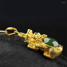 Pendentif Colliers Élégant Luxe Or Couleur Pi Xiu Collier Nation Style Feng Shui Richesse Bonne Chance Bijoux Anniversaire Banquet Cadeau215r