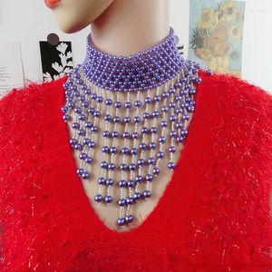 Pendentif colliers élégant luxe multicouche violet frange perle collier 2023 tendance bijoux mode femme mariage fête cadeau