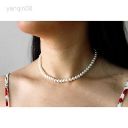 Colliers pendentifs élégants bijoux en argent 925 6mm coquillage perle 40/45/50/55/75/90/120/135cm collier boucle en argent sterling 925 pour femmes HKD230712