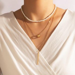 Hanger kettingen elegante witte kralen parel choker sleutelbeen ketting klassieke stok pandent ketting voor vrouwen bruiloft sieraden kraag 17