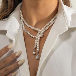 Collares colgantes elegante blanco imitación perla gota de agua collar redondo boda gargantilla para mujer encanto joyería de moda
