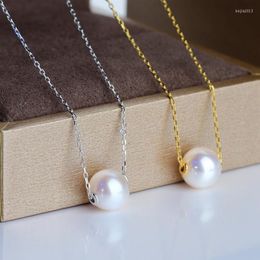 Pendentif colliers femmes élégantes bijoux véritable collier de perles d'eau douce S925 en argent Sterling court clavicule collier chaîne femme