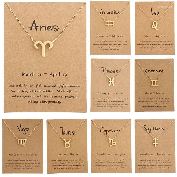 Collares colgantes elegante collar del zodiaco modelos femeninos de oro 12 constelación leo aries moda para mujeres joya de regalo charty