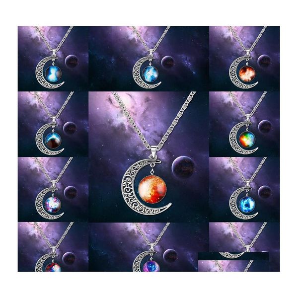 Colliers de pendentif éléments mode bijou coréen bijoux vintage étoilé Moon Extérieur Univers de la pierre de pierre gemme