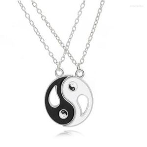 Pendentif Colliers Éléments Yin Yang Deux Pétales Poissons Tai Chi Bagua Amis BFF Couple Bracelet Pour Femmes Bijoux Bijoux