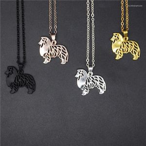 Collares pendientes Elfin Trendy Standing Rough Collie Gold Color Silver Dog Jewelry Mujeres Hombres