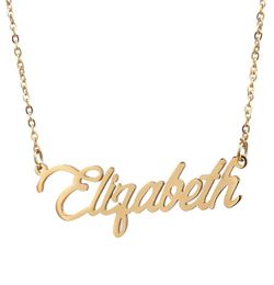 Colliers pendants Elizabeth Nom Collier Personnalisé en acier inoxydable Chauker 18K Gold plaque d'alphabet Jewelry Friend2722918