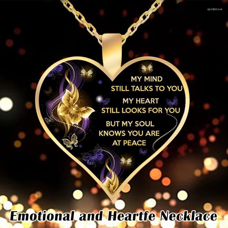 Anhänger Halsketten Emotionale und herzliche Halskette mit der Aufschrift „My Still Talks To You“ von Mind Heart Soul TC21