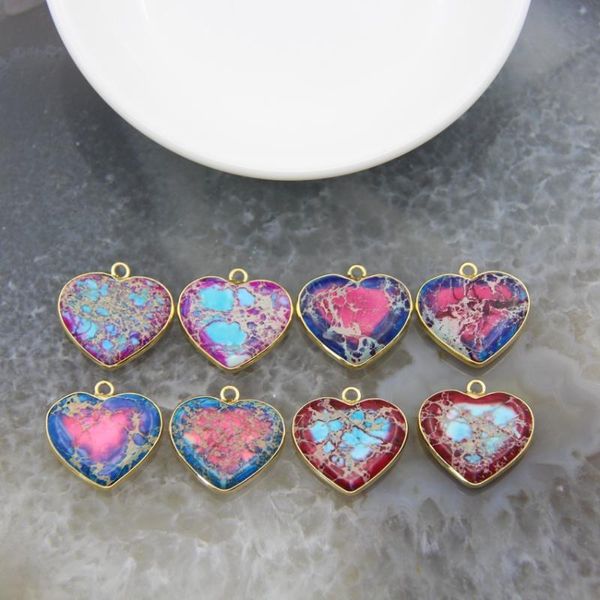 Colliers pendants Empereur Stone Love Heart Face à la mode Sédiment de mer Imperial Jaspers For Bijoux Making DIY Collier Boucle d'oreille accessoires