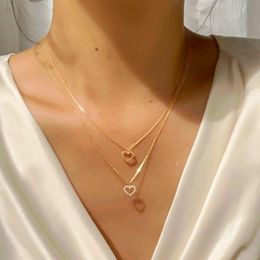 Hanger kettingen en mode bruiloft hart ketting voor vrouwen meerlagige gouden kristal valentijnsdag geschenken sieraden