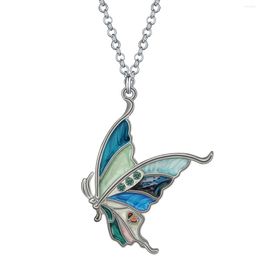 Pendentif Colliers Émail Alliage Cristal Swallowtail Papillon Collier Cadeaux Bijoux De Mode Pour Femmes Filles Adolescents Charmes Faveurs De Fête