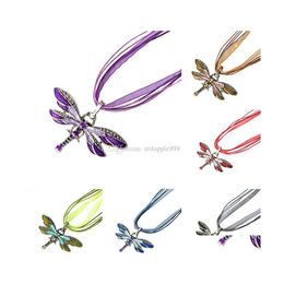 Colliers pendants émail en cristal libellule animal charme organza chouchis collier de chaîne pour femmes drop bijoux de mode livrer dh4wn