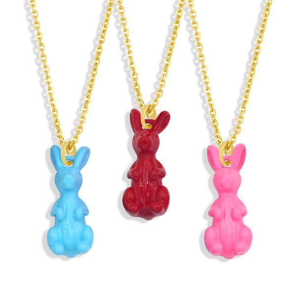 Collares pendientes esmalte lindo collar de dibujos animados para mujeres niñas cobre cadena de oro Pascua 2022 primavera joyería regalos Nkey34 colgante colgante Penda