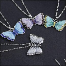 Pendentif Colliers Émail Diamant Papillon Collier Colorf Femmes Pendentifs Will Et Sandy Mode Bijoux Drop Delivery Dh97N