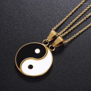 Pendentif Colliers Émail Yin Yang Amis Collier Pour Femmes Noir Et Blanc Puzzle Cool Unique Bijoux Insolites Roman