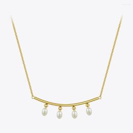 Colliers de pendentif En-Fashion Natural Pearls Pendants Collier en acier inoxydable pour les femmes collares para mujer bijoux de mode P193029