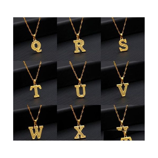 Pendentif Colliers Alphabet anglais 26 Az Lettre Collier Femmes Hommes Haute Qualité Capital Nom Anniversaire Cadeau Accessoires P443Fa Drop D Dhovy