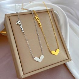 Anhänger Halsketten Englisch Brief Liebe Herz Edelstahl Halskette Für Frauen Einfache Gold Farbe In Kette Schmuck Zubehör