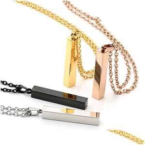 Pendentif Colliers Gravure 3D Bar Nom Collier Texte Personnalisé Mes Femmes Bijoux Personnalisé Balancent Vertical Cuboïde Bâton Stainl Dhiqy