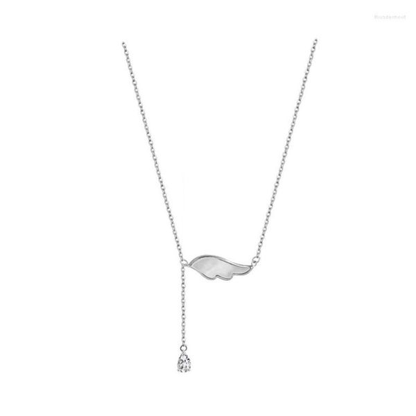 Pendentif Colliers ENSHIR Shell Forme De Plume Femme De Mode De Luxe Conception De Mariage Clavicule Chaîne Bijoux Cadeaux