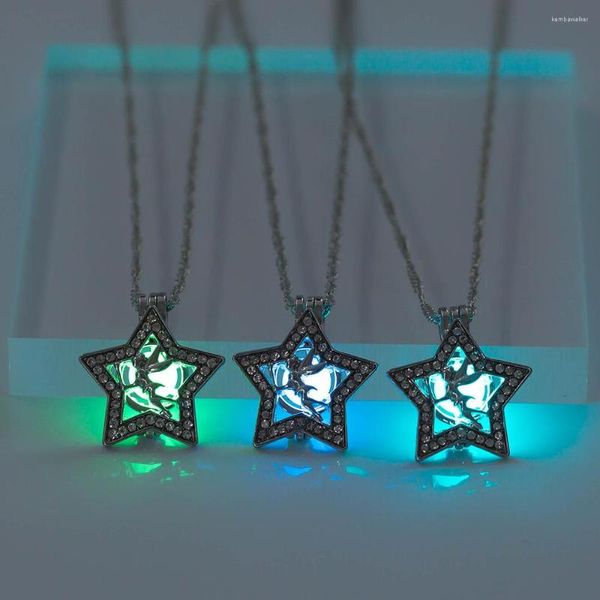 Pendentif Colliers Erluer Fashion Design Luminous Star Charm Collier en forme de lumière dans la nuit pour femmes filles bijoux Hallowmas
