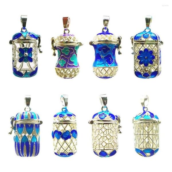 Collares colgantes Difusor de aceite esencial Perfume Jaula Locket Hollow Out Botella de esmalte Moda para collar Keyring241B