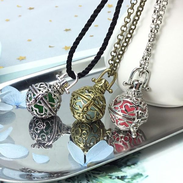 Collares pendientes Difusor de aceite esencial Vintage Chime Bola de música Forma de corazón Collar de medallón de amor para mujeres Accesorios de bricolaje