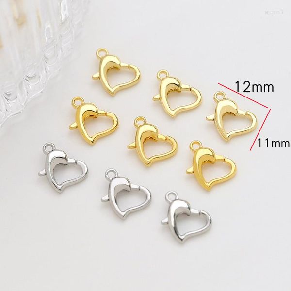 Collares pendientes Est 50pcs 11 12mm Hallazgos de la joyería de bricolaje Encantadora forma de corazón Broches de langosta Encantos Fit Collar Pendiente Fabricación de pulseras