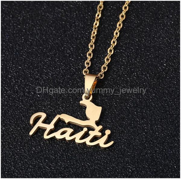 Colliers pendentifs à la mode SS Haïti carte pendentif collier pour hommes et femmes universel tendance géométrique accessoires personnalisés