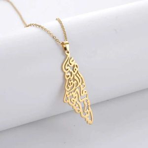 Colliers pendentifs Calligraphie arabe ethnique Palestine Collier pendentif pour hommes bijoux en acier inoxydable H240504