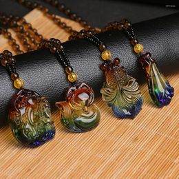 Hanger kettingen etnische veelkleurige glazen stenen ketting pi xiu guanyin maitreya boeddha kralen lange ketting voor mannen vrouwen sieraden