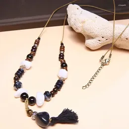 Colliers pendentifs style ethnique collier à franges perlées à la main bohème
