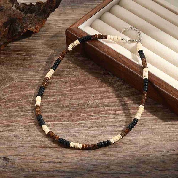 Collares colgantes Estilo étnico Diseño indio Piedra de madera Collar de cuentas tejido a mano Mujeres Hombres Vintage Charm Gargantilla Cuello Cadena de cuentas Joyería GiftL231225