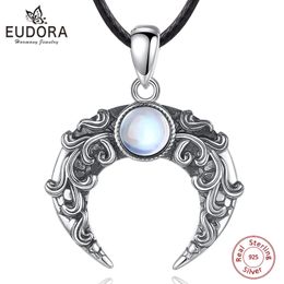 Collane con ciondolo Eudora Collana in argento sterling 925 con luna per donna Uomo Vintage Albero della vita Pietra di luna Amuleto Ciondolo Gioielli personalità Regalo 231020