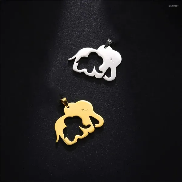 Pendentif Colliers EUEAVAN 1pc éléphant en acier inoxydable pour collier maman bébé pendentifs à breloques animaux bijoux à bricoler soi-même faisant des fournitures